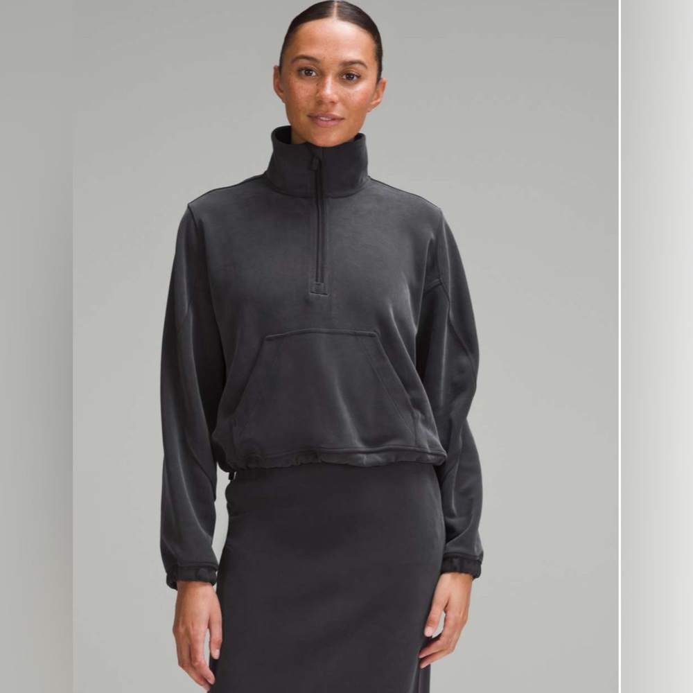 Lululemon Brushed Softstreme Half Zip size 2 $118 retail black - Picture 2 of 8